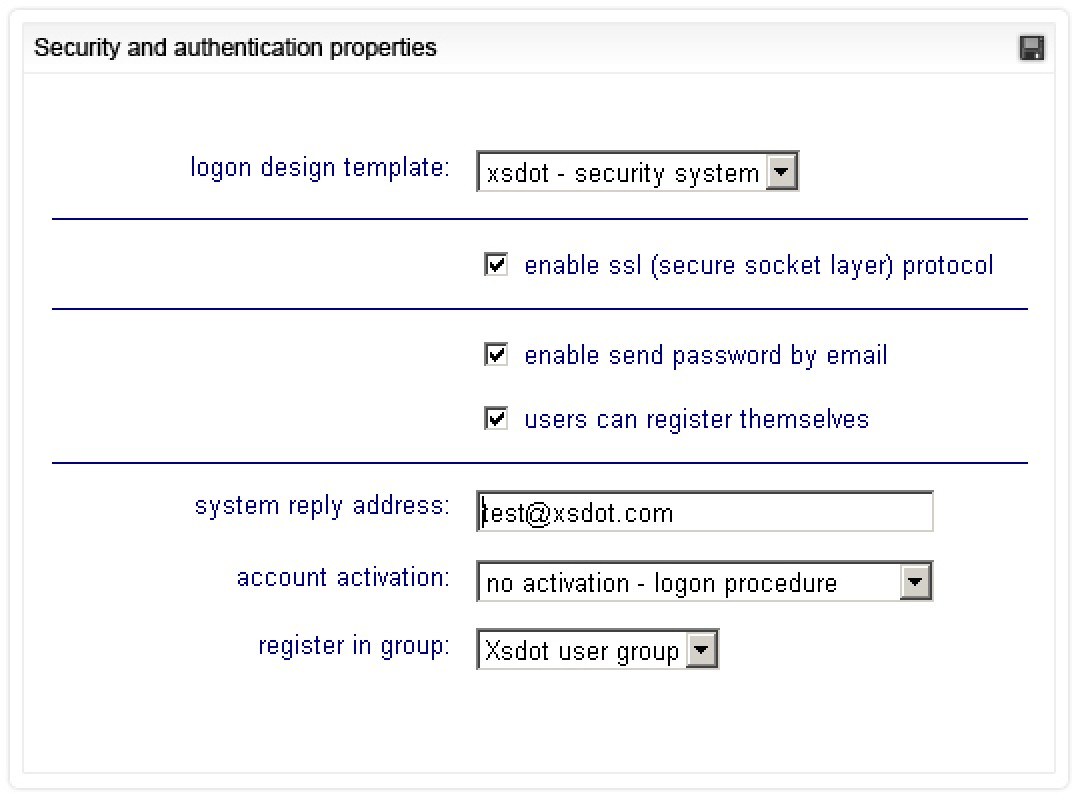 Content management - Security and authentication properties