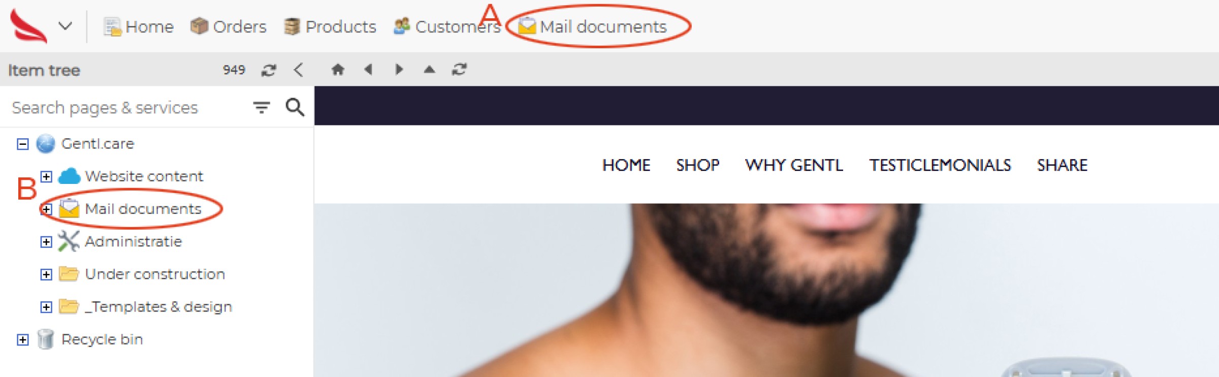 Access mail documents administration