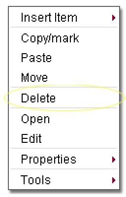 Content management - delete items