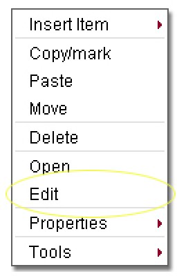 Content management - Insert predefined item