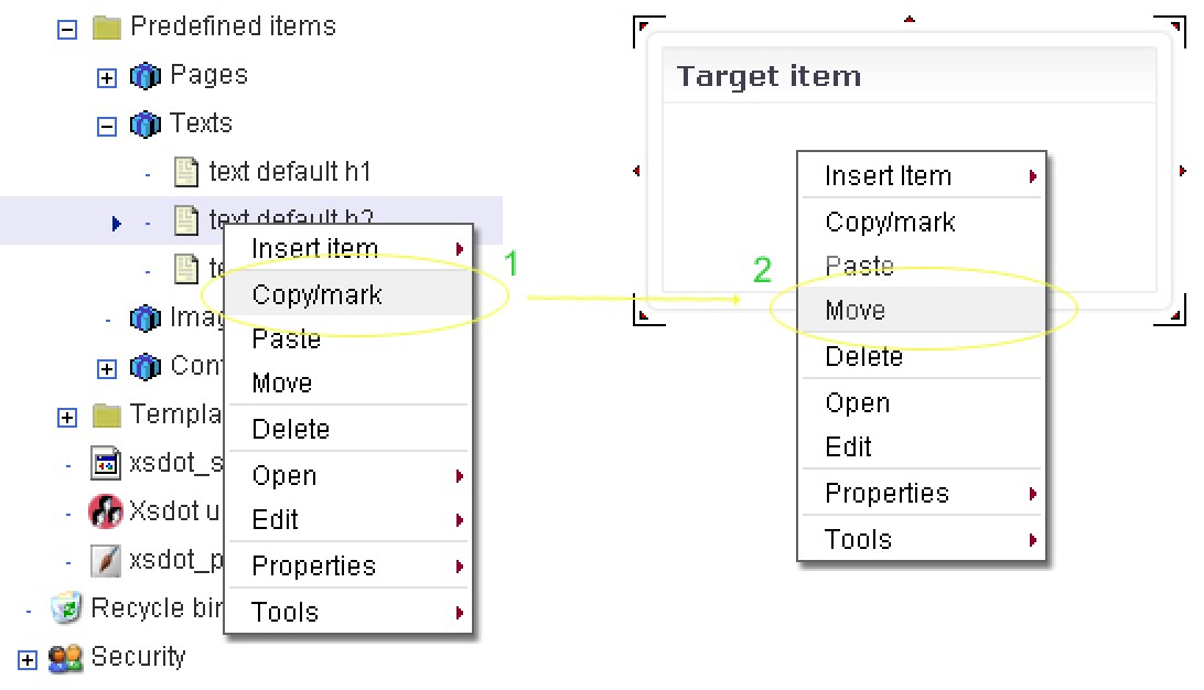 Content management - Move items