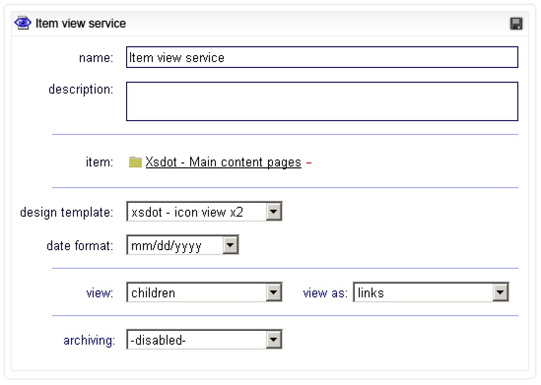 Content management - Item view service