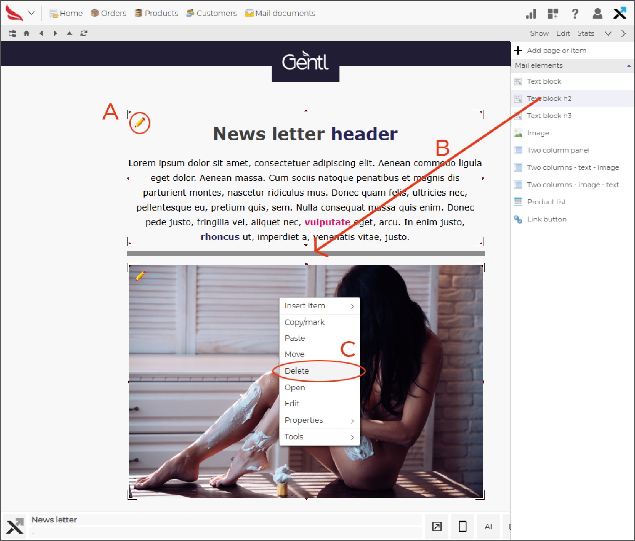 Edit mail document