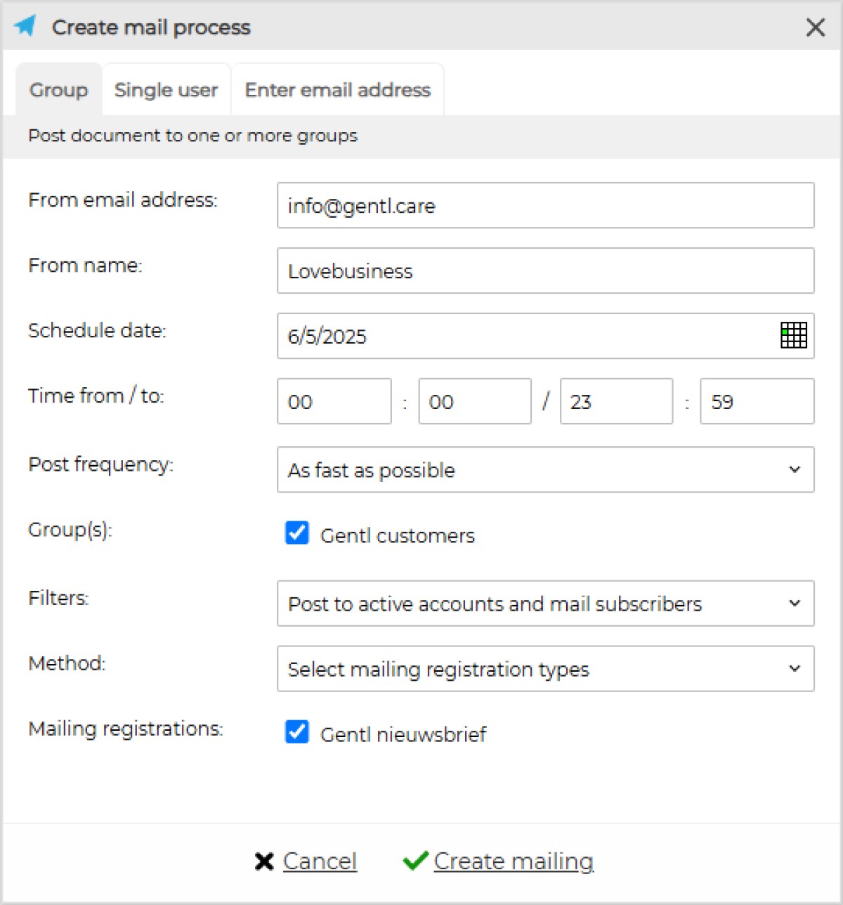Post to a user group