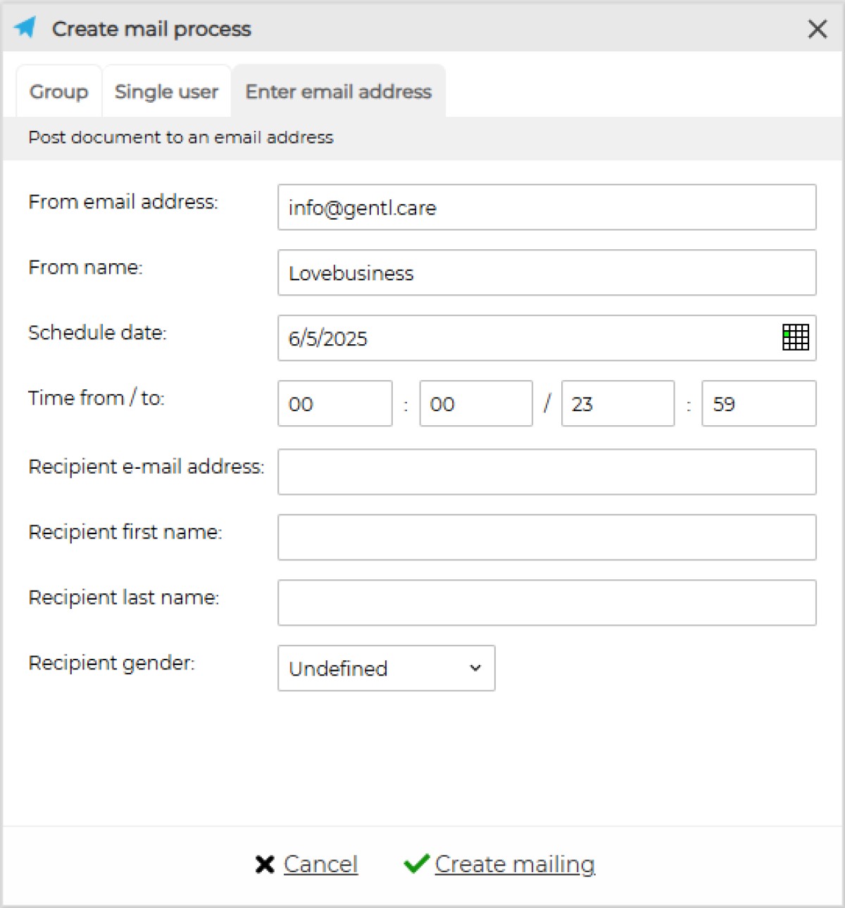 Post to an email address