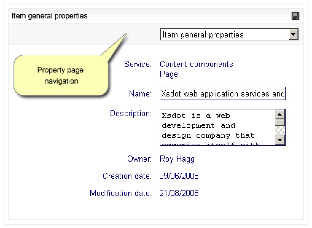 Content management - Item general properties