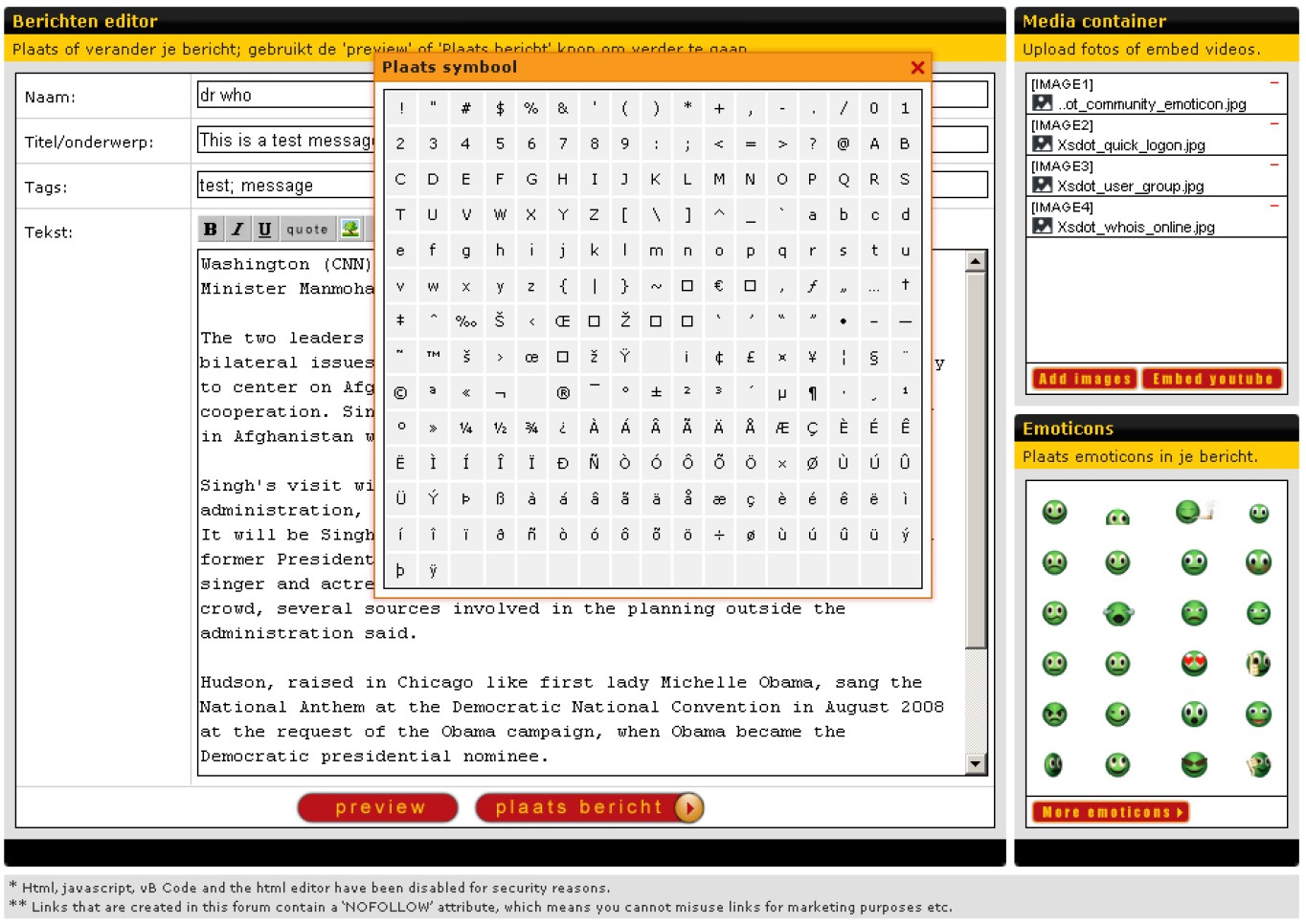 Extended message editor