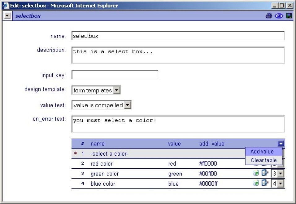 Input select box component