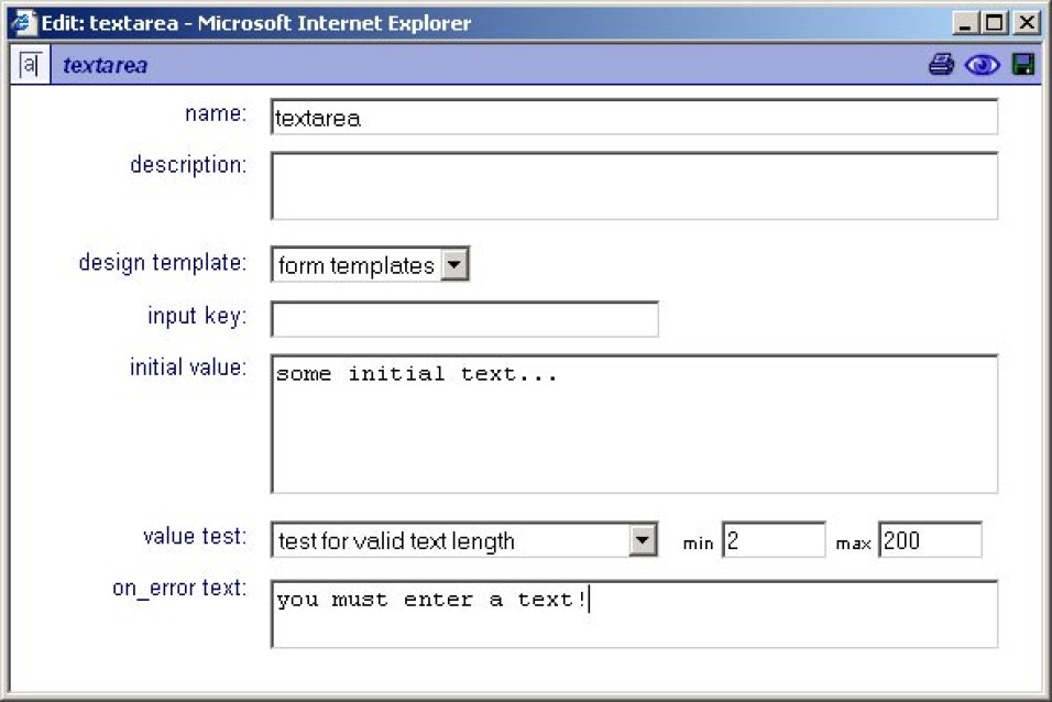 Input textarea component