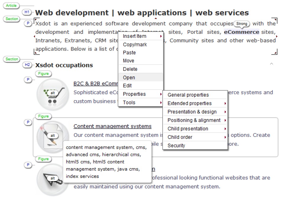 HTML5 CMS editor